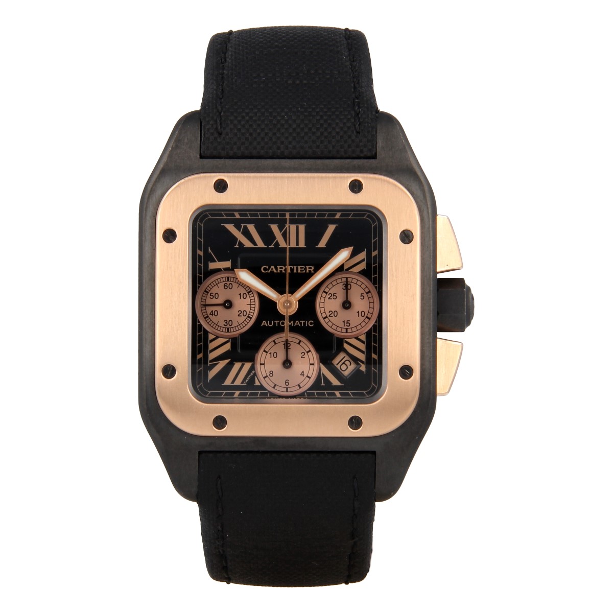 Cartier Santos 100 XL Cronógrafo Titanio y Oro Rosa | Comprar reloj Cartier de segunda mano