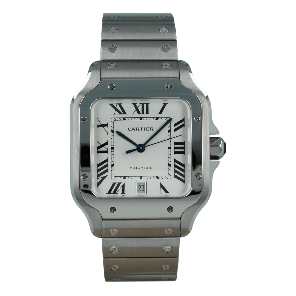 Cartier Santos L Silvered Dial Steel *With Box* | Buy pre-owned Cartier watch