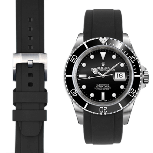 rolex watch with black rubber strap