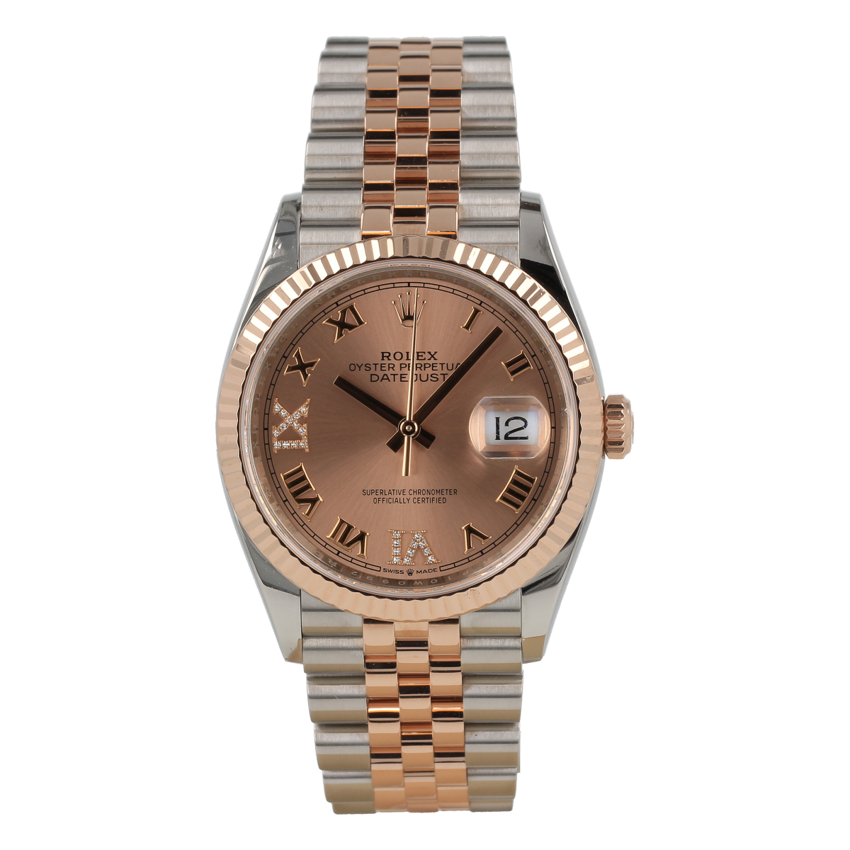 Rolex Datejust 126231 36mm de acero y oro rosa, Esfera rosa, jubilee bracelet | Comprar reloj Rolex de segunda mano