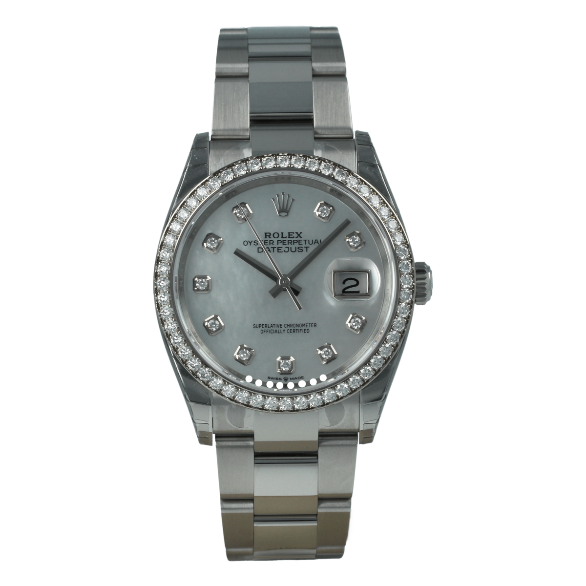 Rolex Datejust 126284RBR 36mm Mother-of-Pearl Dial and Diamonds *New, Stickered* | Buy pre-owned Rolex watch