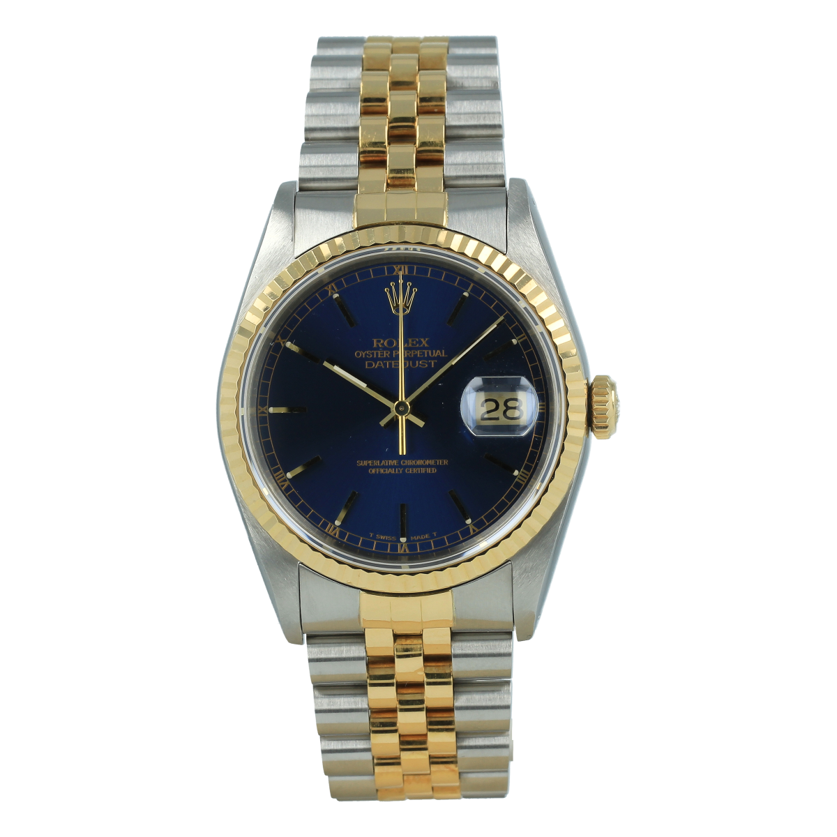 Rolex Datejust 16233 36mm Pyramid Dial Steel and Yellow Gold | Buy pre-owned Rolex watch