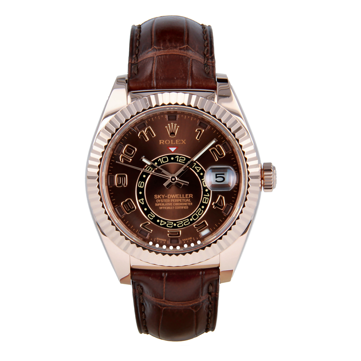 Rolex Sky-Dweller 326135 Oro Rosa Esfera Chocolate *Completo* | Comprar reloj Rolex de segunda mano