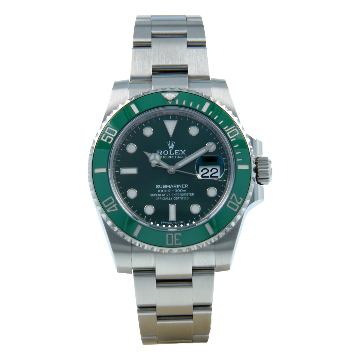 MINT Rolex Submariner HULK Green Ceramic Stainless Steel 40mm Watch 116610  LV